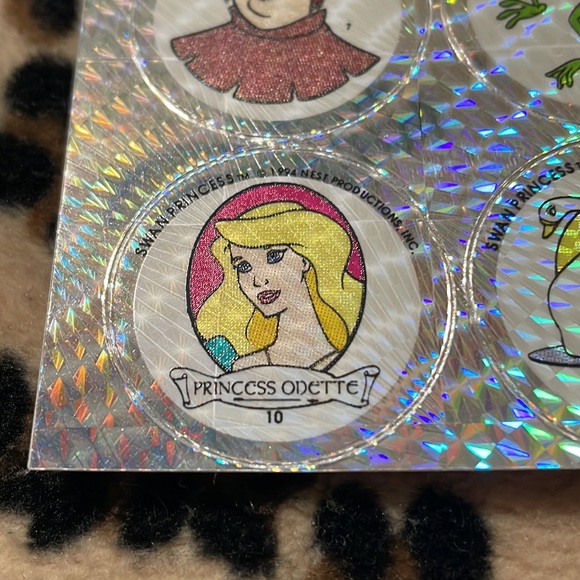 1995 POPEYE SWAN PRINCESS 👑Prism Stickers Sheet 90s Holographic Cartoon Vintage - Picture 4 of 17